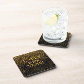 Zwart en goud Happy New Year Gold Confetti Bier Onderzetter (Rechterzijde)