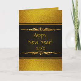 Zwart en goud HAPPY NEW YEAR Persoonlijke kaart