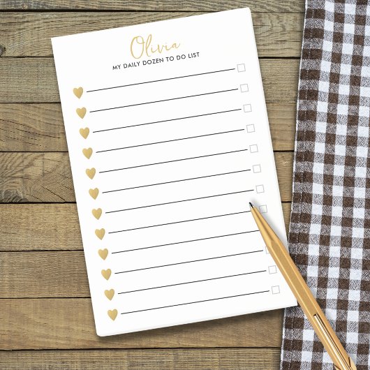 Zwart en goud hart gekoppeld aan checkbox lijst te post-it® notes