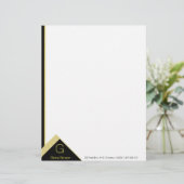 Zwart en goud hedendaags briefhoofd (Staand voorkant)