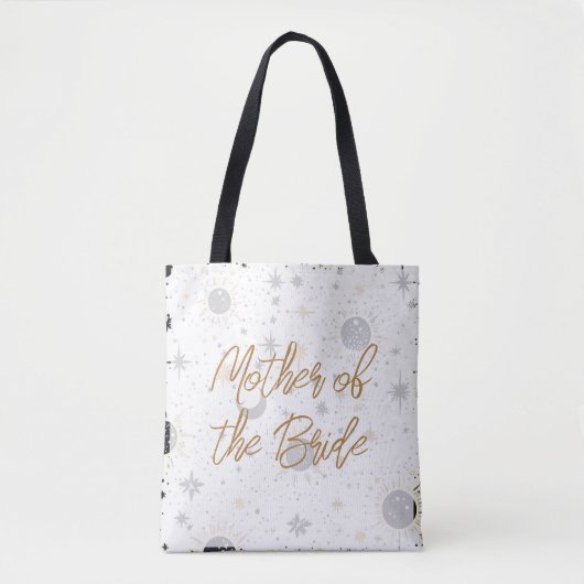 Zwart en Goud Hemelse Moeder van de Bruid Tote Bag (Voorkant)