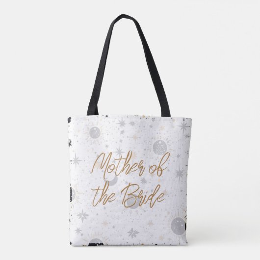 Zwart en Goud Hemelse Moeder van de Bruid Tote Bag (Achterkant)