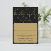 Zwart en goud Hemelse Mystieke Huwelijk RSVP Kaartje (Staand voorkant)