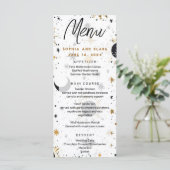 Zwart en goud Hemelse Zon Maan Sterren Bruiloft Menu (Staand voorkant)