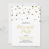 Zwart en goud | Hexagon Confetti Retirement Party  Kaart (Voorkant)