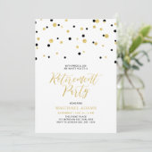 Zwart en goud | Hexagon Confetti Retirement Party  Kaart (Staand voorkant)