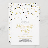 Zwart en goud | Hexagon Confetti Retirement Party  Kaart (Voorkant / Achterkant)