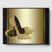 Zwart en goud High Heel Shoe Guest Book Gastenboek (Achterkant)