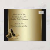 Zwart en goud High Heel Shoe Save The Date Aankondigingskaart (Achterkant)
