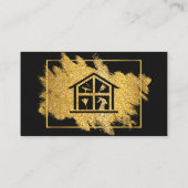 Zwart en Goud Huis Schoonmaak Glitter Sparkle Visitekaartje (Achterkant)