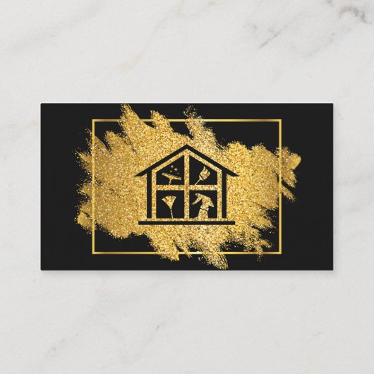 Zwart en Goud Huis Schoonmaak Glitter Sparkle Visitekaartje (Achterkant)