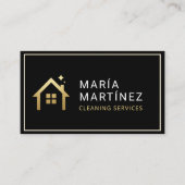 Zwart en goud huis schoonmaak visitekaartje (Voorkant)