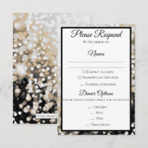 Zwart en Goud Huwelijk RSVP Kaart