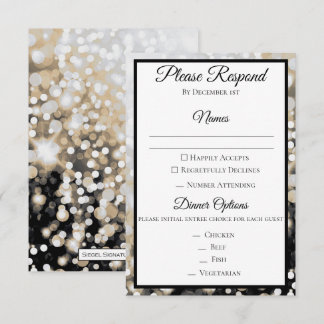 Zwart en Goud Huwelijk RSVP Kaart