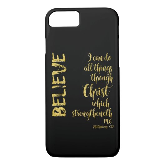 Zwart en goud: Ik kan alle dingen doen door Christ Case-Mate iPhone Case (Achterkant)