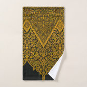 zwart en goud Indische bloemenpatroon Bad Handdoek (Handdoek)