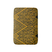 zwart en goud Indische bloemenpatroon Badmat (Voorkant Verticaal)
