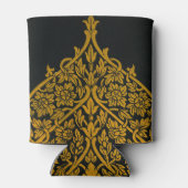 zwart en goud Indische bloemenpatroon Blikjeskoeler (Achterkant)