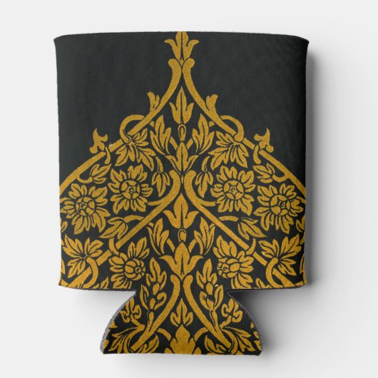 zwart en goud Indische bloemenpatroon Blikjeskoeler (Achterkant)