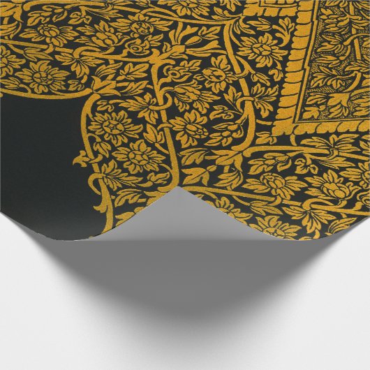 zwart en goud Indische bloemenpatroon Cadeaupapier (Hoek)
