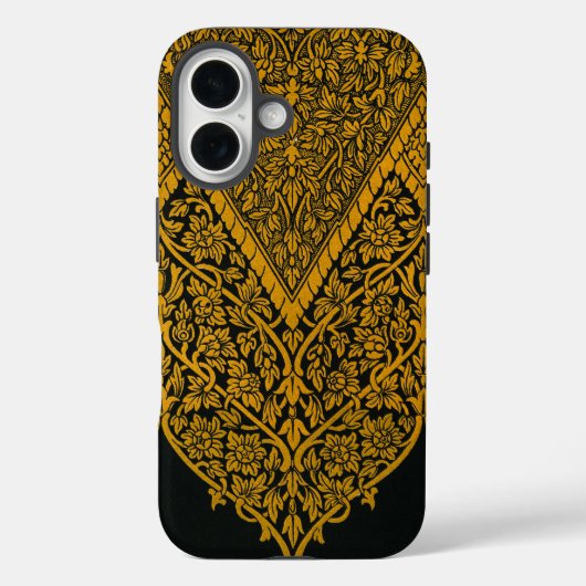 zwart en goud Indische bloemenpatroon Case-Mate iPhone Case (Achterkant)
