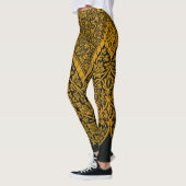 zwart en goud Indische bloemenpatroon Leggings (Links)