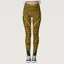 zwart en goud Indische bloemenpatroon Leggings