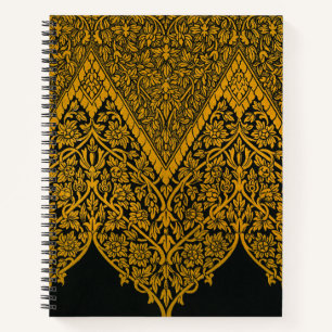 zwart en goud Indische bloemenpatroon Notitieboek