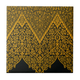  zwart en goud Indische bloemenpatroon Tegeltje