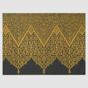 zwart en goud Indische bloemenpatroon Tissuepapier