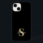 Zwart en goud | Initiaal Monogram Gepersonaliseerd Case-Mate iPhone 14 Hoesje<br><div class="desc">Dit stijlvolle telefoonmodel is een eenvoudig modern design in zwart-wit en goud. Maak één van een soort telefoongeval met douane initiaal en naam. Het zal een cool, uniek geschenk zijn voor iemand speciaal of jezelf. Als u de doopvonten of de positie wilt veranderen, klik "aanpassen verder"knoop en u kunt het...</div>