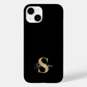 Zwart en goud | Initiaal Monogram Gepersonaliseerd Case-Mate iPhone Case (Achterkant)