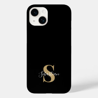 Zwart en goud | Initiaal Monogram Gepersonaliseerd Case-Mate iPhone 14 Hoesje