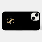 Zwart en goud | Initiaal Monogram Gepersonaliseerd Case-Mate iPhone Case (Achterkant (horizontaal))