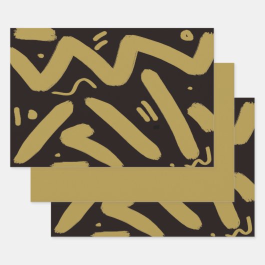 Zwart en goud inpakpapier vellen (Set)