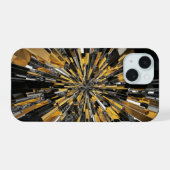 Zwart en Goud iPhone Beschermend Hoesje 15 Case (Achterkant horizontaal)