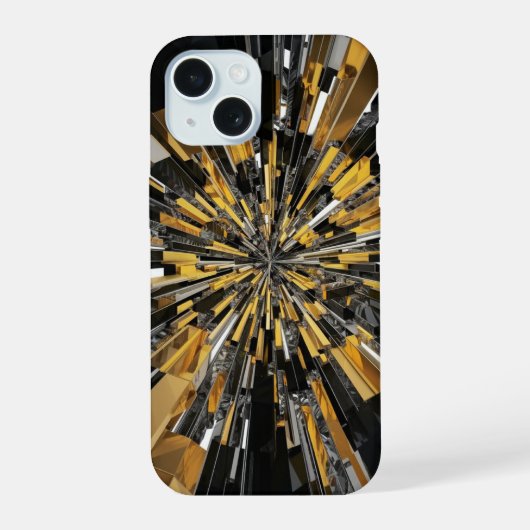 Zwart en Goud iPhone Beschermend Hoesje 15 Case (Achterkant)