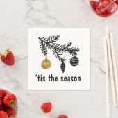 Zwart en goud is het seizoen waarin dennenboogvers servet (Insitu)