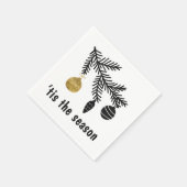 Zwart en goud is het seizoen waarin dennenboogvers servet (Hoek)