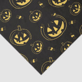 Zwart en Goud Jack-O' Lantaarns Zwart Halloween Tissuepapier (Detail)