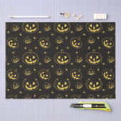 Zwart en Goud Jack-O' Lantaarns Zwart Halloween Tissuepapier (Craft)