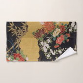 Zwart en Goud Japans Kimono Bloemen 3 Stuk Bad Handdoek (Handdoek)