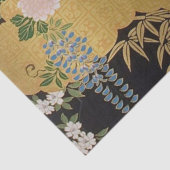 Zwart en Goud Japans Kimono Bloemen Decoupage Tissuepapier (Detail)