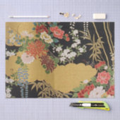Zwart en Goud Japans Kimono Bloemen Decoupage Tissuepapier (Craft)