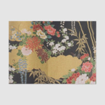 Zwart en Goud Japans Kimono Bloemen Decoupage