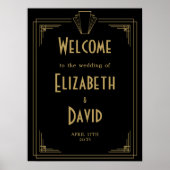 Zwart en goud jaren 1920 Art Deco bruiloft welkom Poster (Voorkant)