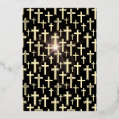 Zwart en goud Jezus kruist alle religieuze gelegen Folie Uitnodiging (Achterkant)