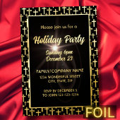 Zwart en goud Jezus kruist alle religieuze gelegen Folie Uitnodiging