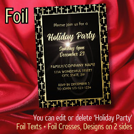 Zwart en goud Jezus kruist alle religieuze gelegen Folie Uitnodiging