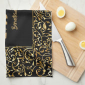 Zwart en Goud Joods Gift Hebreeuws Shabbat Shalom Theedoek (Quarter Fold)